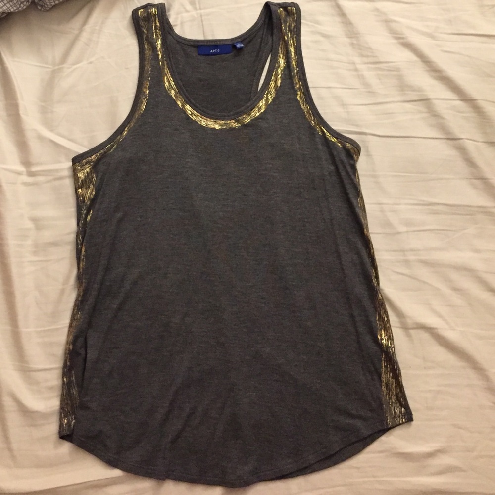 APT. 9 Grey tank top with gold trim